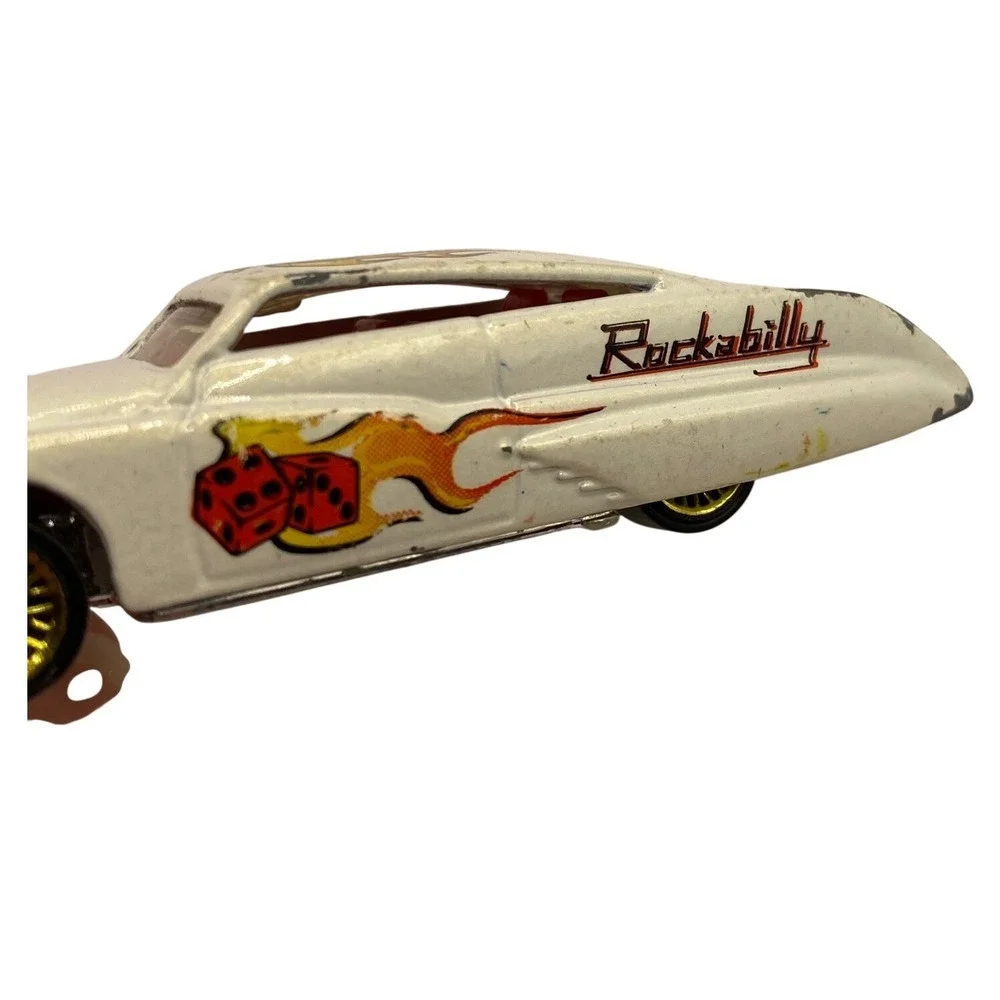 Vintage Hot Wheels Tail Dragger White Rockabilly Flaming‎ Spade Dice Mattel 1998